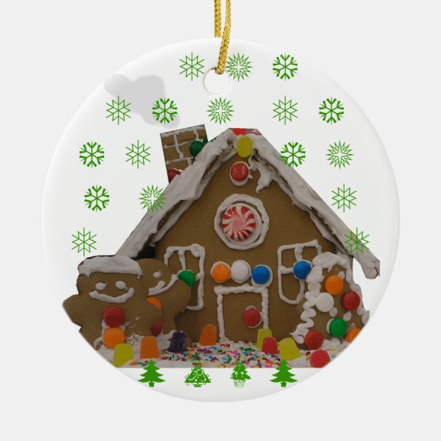 Gingerbread House Ceramic Ornament (Front)