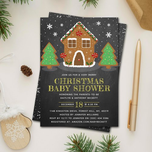 Gingerbread House Christmas Baby Shower Invitation