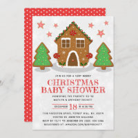 Gingerbread House Christmas Baby Shower Invitation