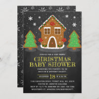 Gingerbread House Christmas Baby Shower Invitation