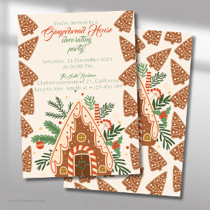 Gingerbread House Christmas Bake Decorating Party Invitation