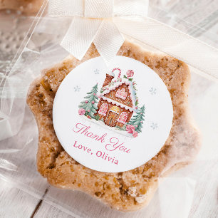Gingerbread House Christmas Birthday Thank You Classic Round Sticker