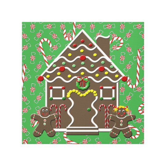 Gingerbread House Christmas Canvas Wall Art