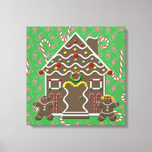 Gingerbread House Christmas Canvas Wall Art