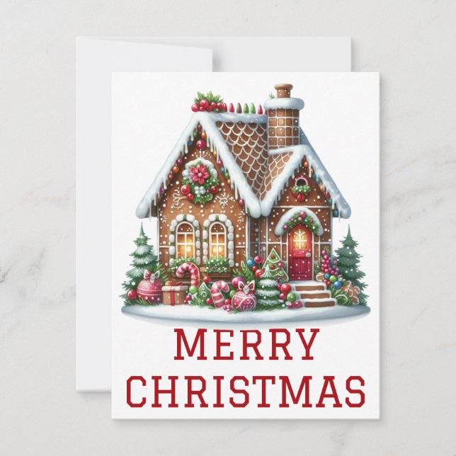 Gingerbread House Christmas Card (Front)