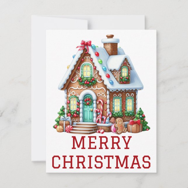 Gingerbread House Christmas Card (Front)