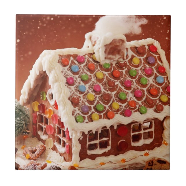 gingerbread house Christmas Ceramic Tile (Front)