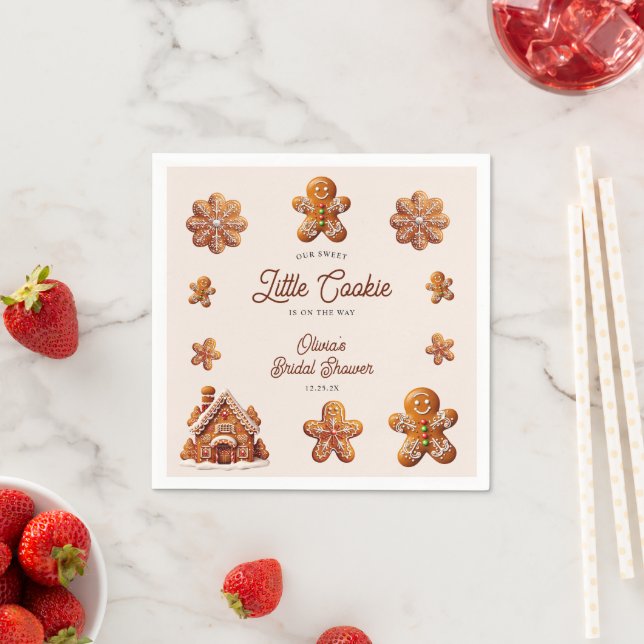Gingerbread House Christmas Cookie Baby Shower Napkins (Insitu)