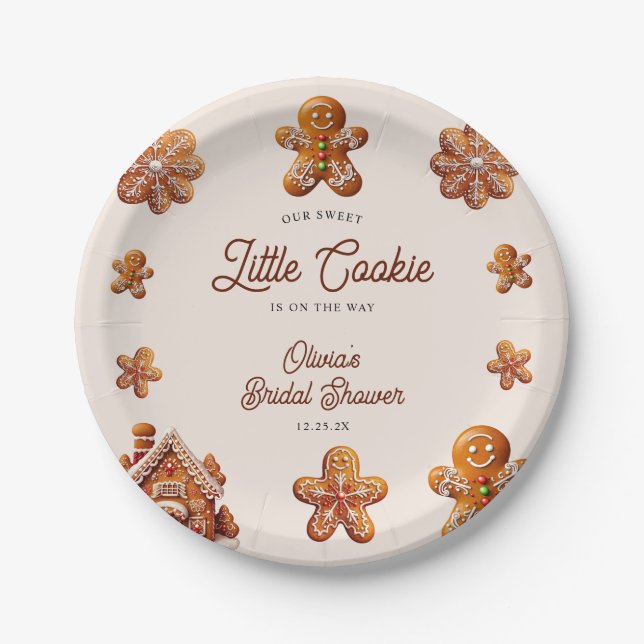 Gingerbread House Christmas Cookie Baby Shower Paper Plates (Front)