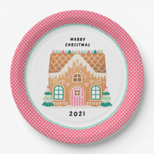 Gingerbread  House   Christmas Cookie Exchange Pap Paper Plates