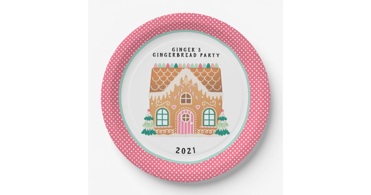 Gingerbread House | Christmas Cookie Exchange Paper Plates | Zazzle