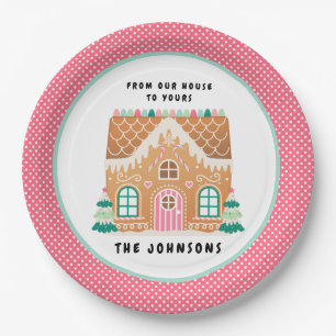 Gingerbread House Christmas Cookie Exchange Paper Plates
