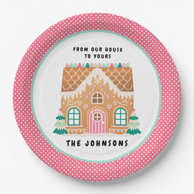 Gingerbread  House | Christmas Cookie Exchange Paper Plates (Front)