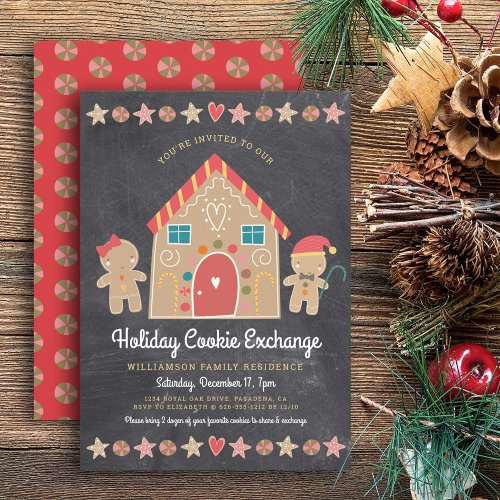 Gingerbread House Christmas Cookie Exchange Party Invitation