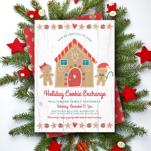 Gingerbread House Christmas Cookie Exchange Rustic Invitation