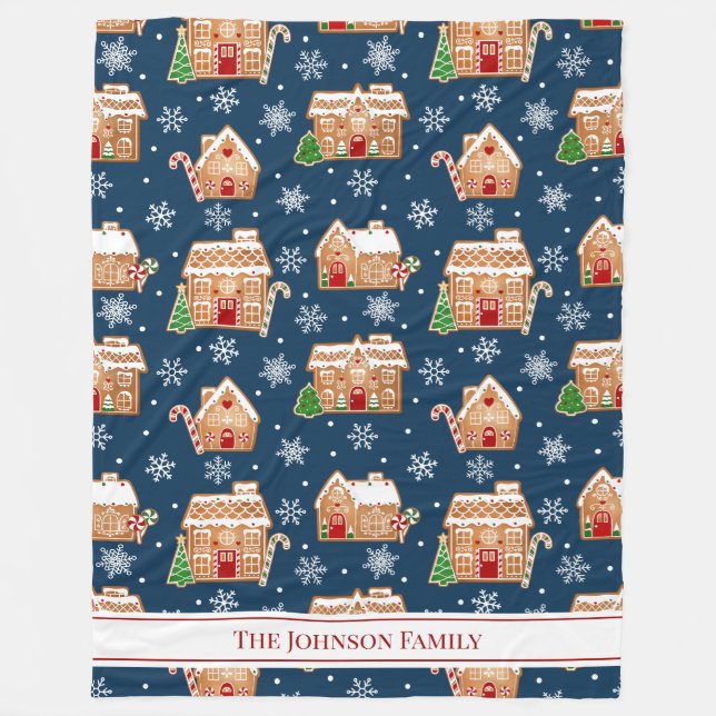 Gingerbread House Christmas Fleece Blanket (Front)