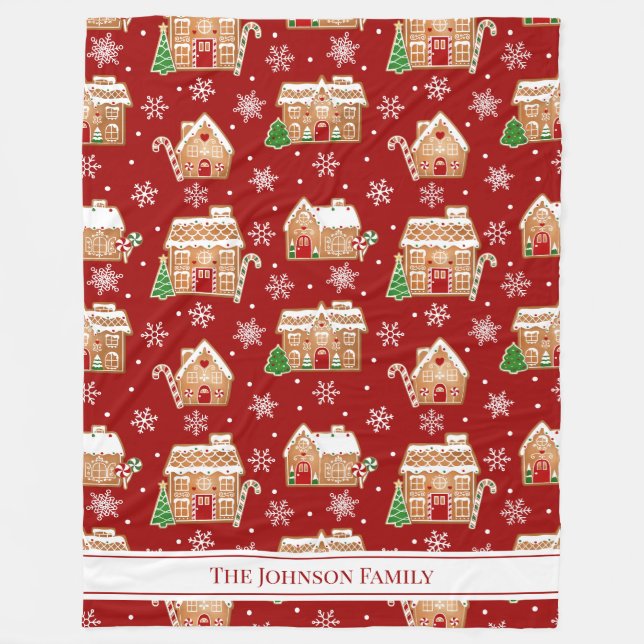 Gingerbread House Christmas Fleece Blanket (Front)