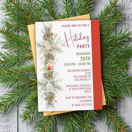 Gingerbread House Christmas Garland Party Invitation