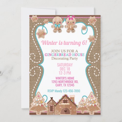 Gingerbread house Christmas girl invitation Invit Invitation