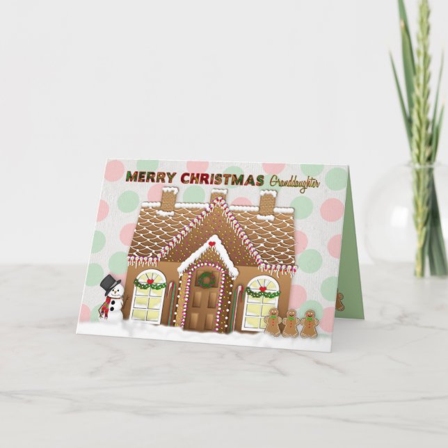 Gingerbread House Christmas - Granddaughter Holiday Card (Front)