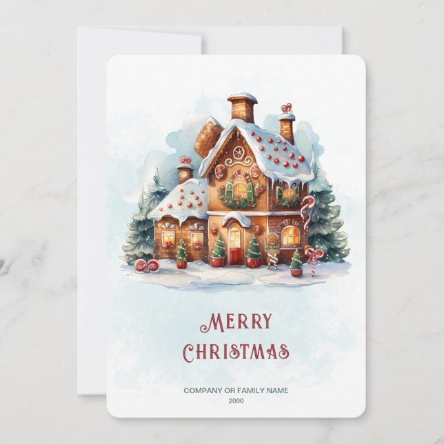 Gingerbread House Christmas Holiday Card (Front)