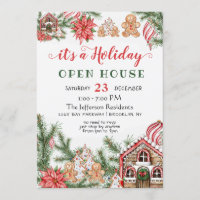 Gingerbread House  Christmas Holiday Open House In Invitation