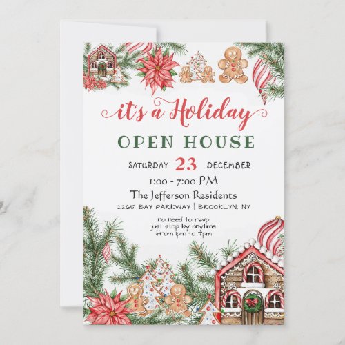 Gingerbread House  Christmas Holiday Open House In Invitation