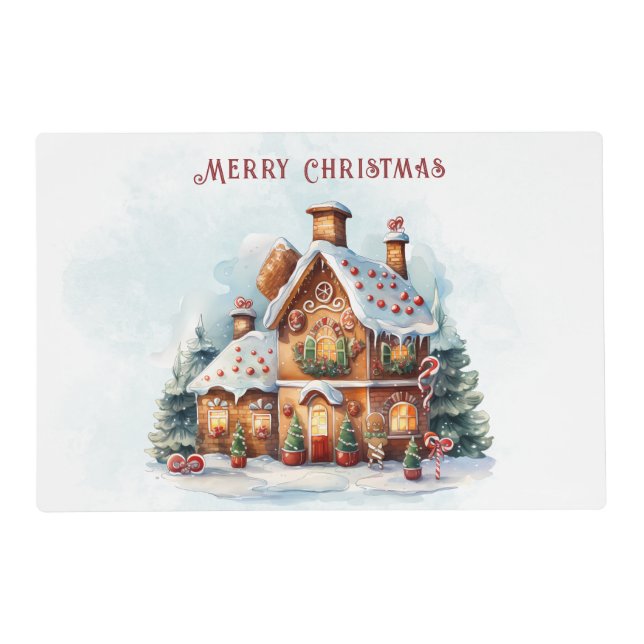 Gingerbread House Christmas Holiday Paper Placemat (Back)