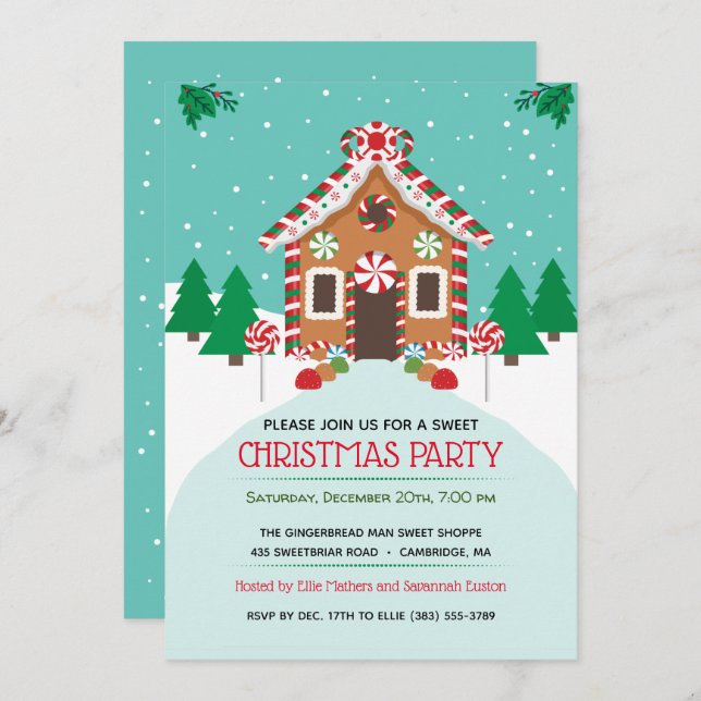 Gingerbread House Christmas Holiday Party Invitation (Front/Back)
