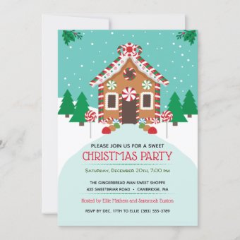 Gingerbread House Christmas Holiday Party Invitation | Zazzle