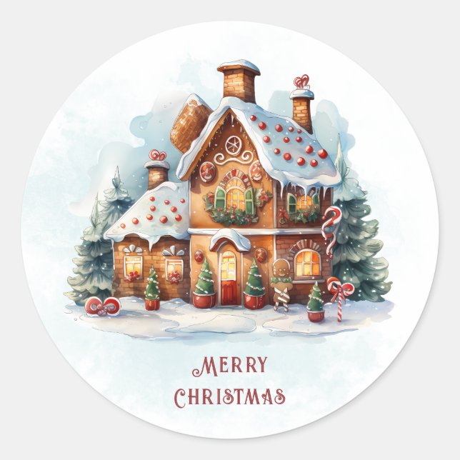 Gingerbread House Christmas Holiday Sticker (Front)