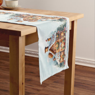 Gingerbread House Christmas Holiday Table Runner