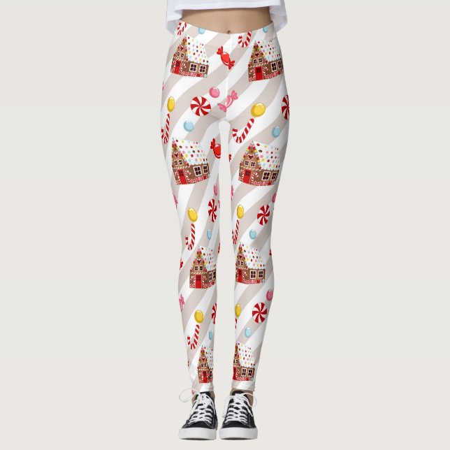 Gingerbread house Christmas Leggings (Front)