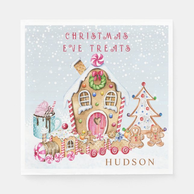 Gingerbread House Christmas Napkins (Front)