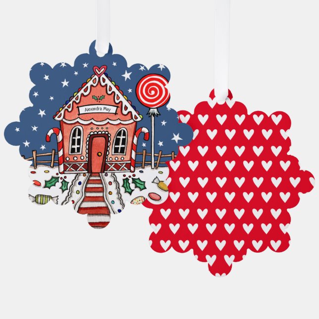 Gingerbread House Christmas Ornament Card (Front/Back)