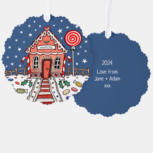 Gingerbread House Christmas Ornament Card (Front/Back)
