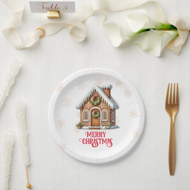 Gingerbread House Christmas Paper Plates (Wedding)