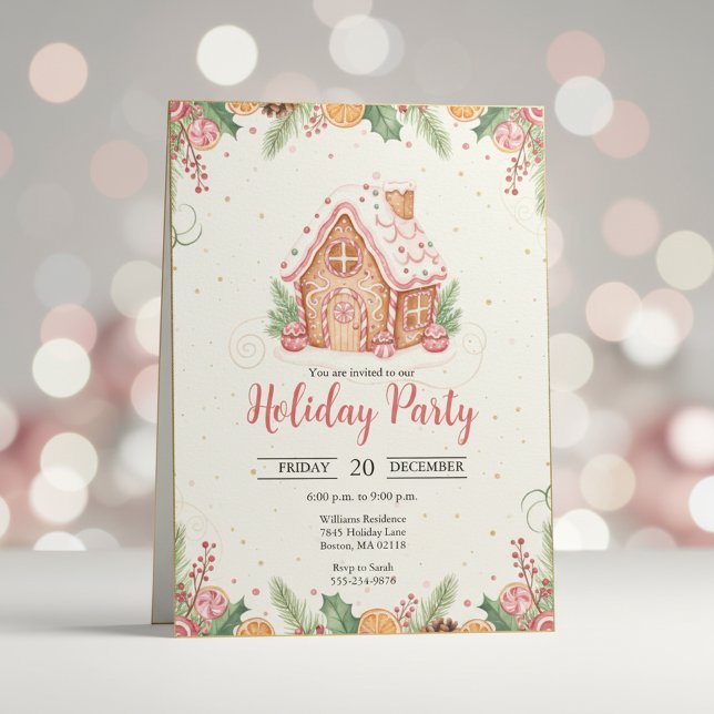 Gingerbread House Christmas Party Invitation (Creator Uploaded)