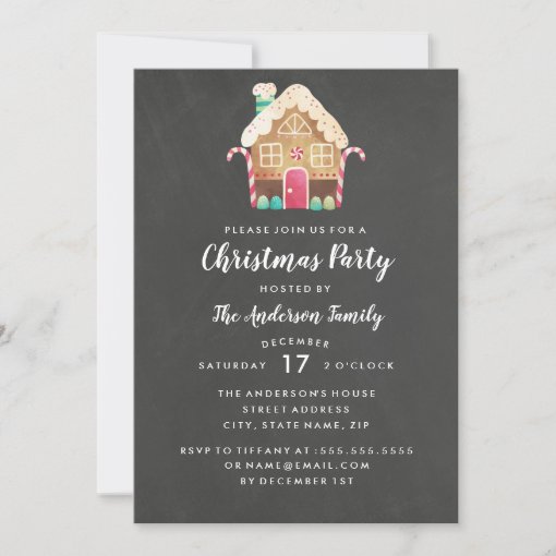 Gingerbread House Christmas Party Invitation | Zazzle