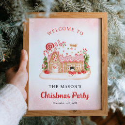Gingerbread House Christmas Party Welcome Poster