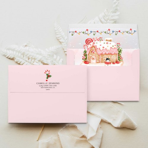Gingerbread House Christmas Personalized Envelope