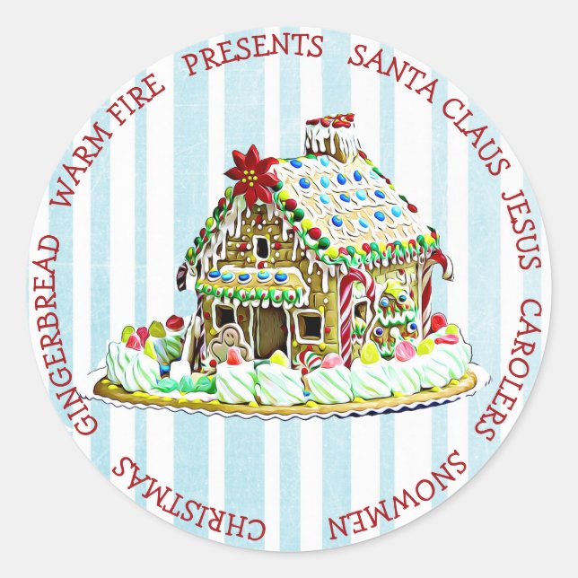 Gingerbread House Christmas Pretty Sticker (Front)