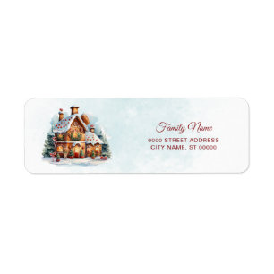 Gingerbread House Christmas Return Address Lab Label