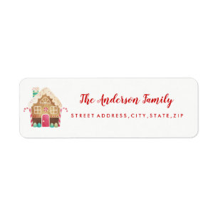 Gingerbread House Christmas Return Address Label