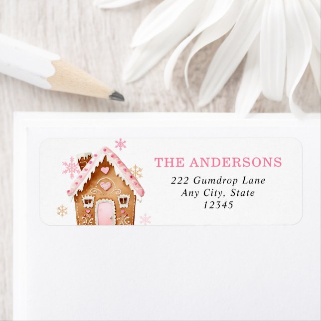 Gingerbread House Christmas Return Address Label (Insitu)