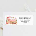 Gingerbread House Christmas Return Address Label<br><div class="desc">Gingerbread House Theme Return Address Label. All lettering is editable - click the "Customize Further" button to edit. Matching items in our store Cava Party Design.</div>
