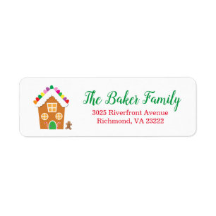 Gingerbread House Christmas Return Address Label