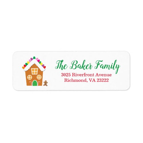 Gingerbread House Christmas Return Address Label