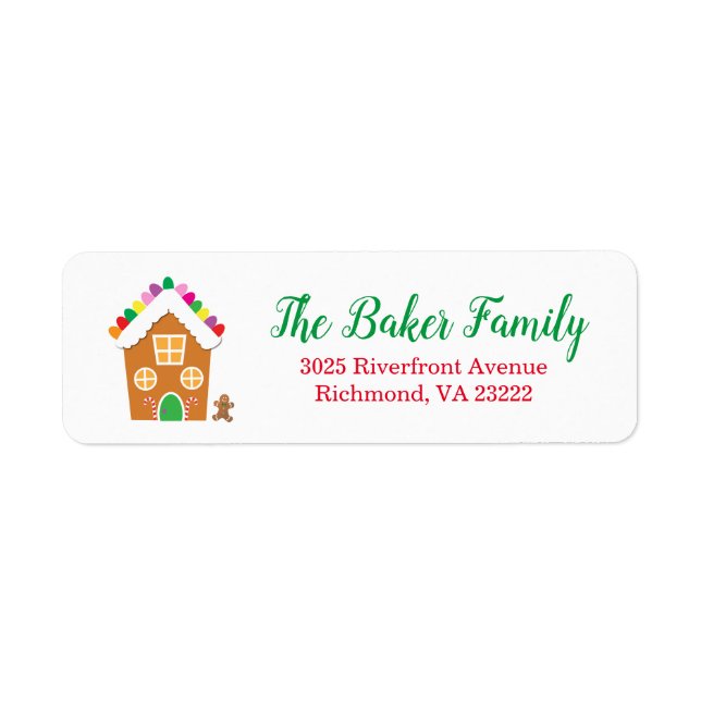 Gingerbread House Christmas Return Address Label (Front)