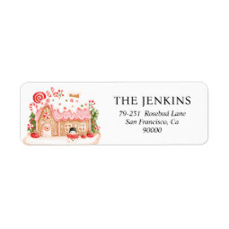 Gingerbread House Christmas Return Address Label | Zazzle